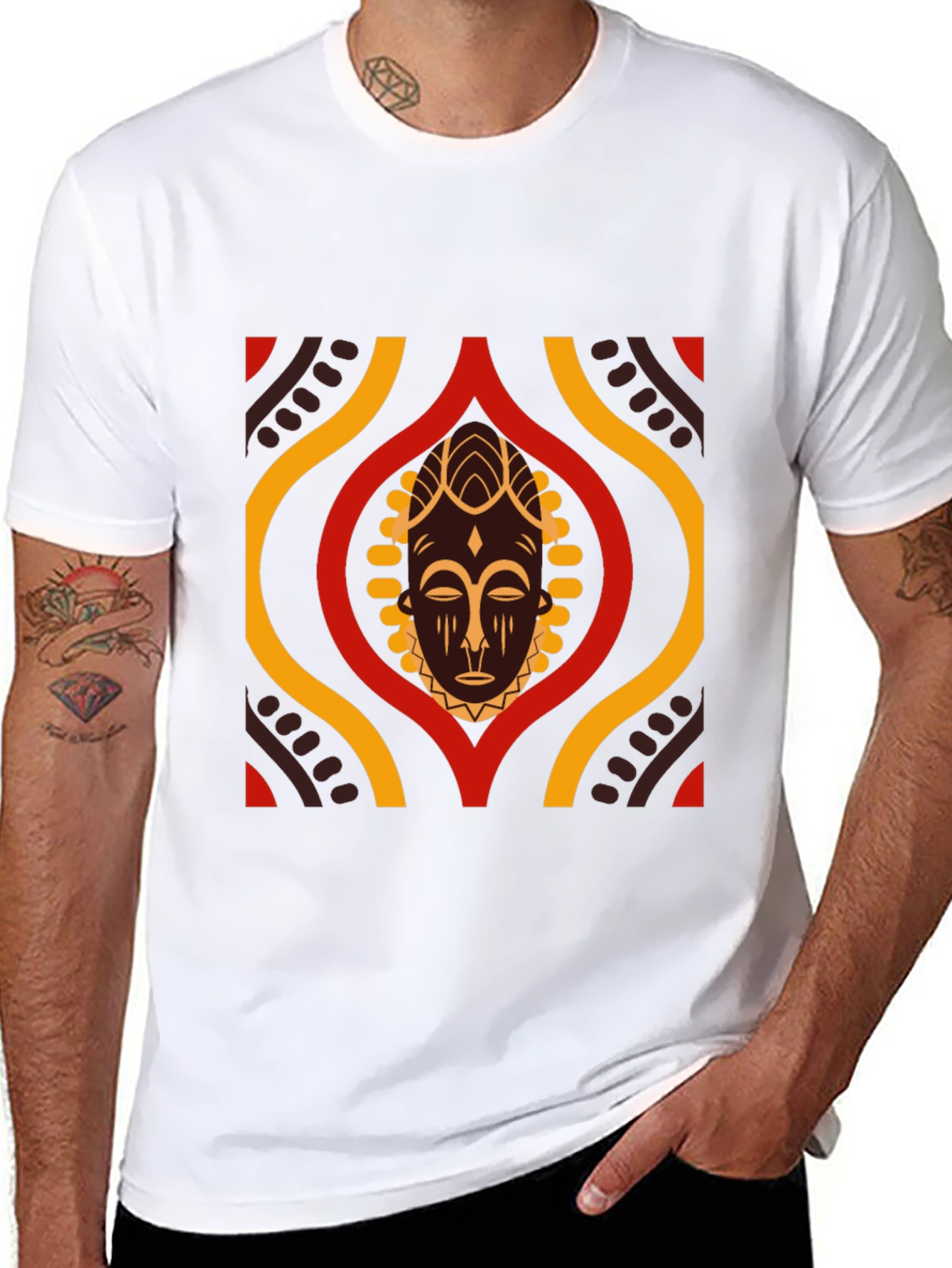 African Mask Graphic Black T-Shirt