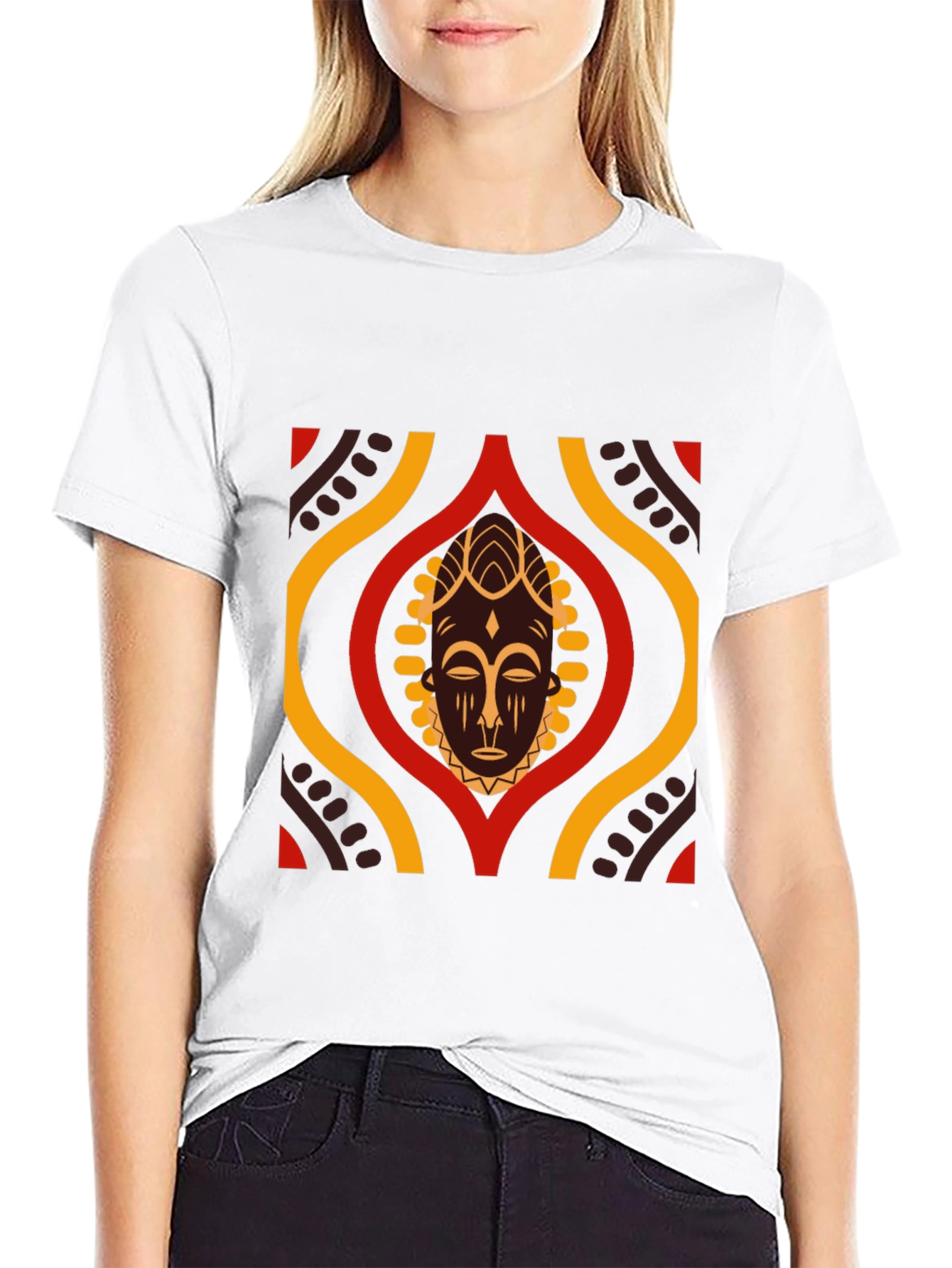 African Mask Graphic Black T-Shirt