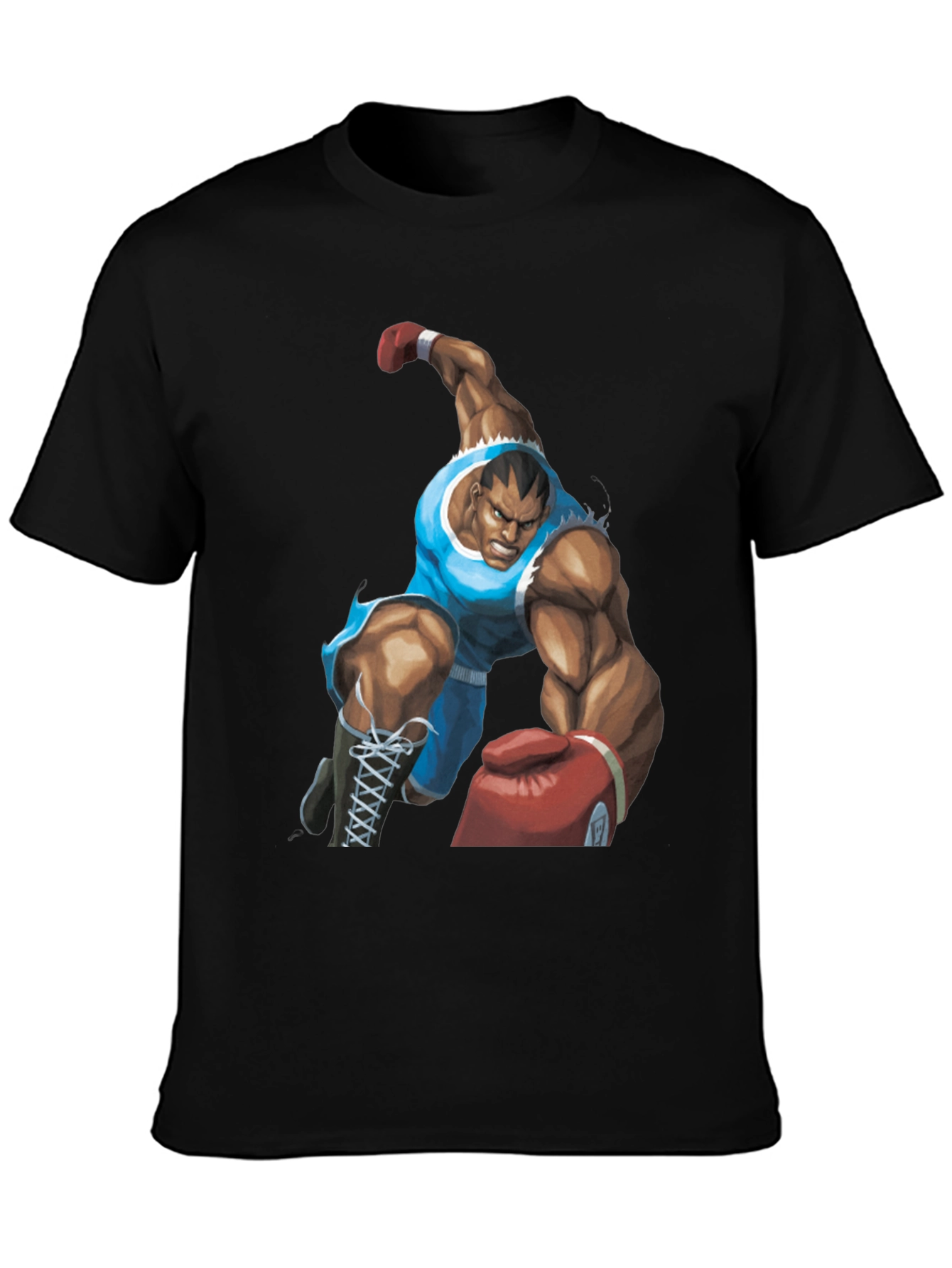 Bald Boxer Punch Out Style Black T-Shirt