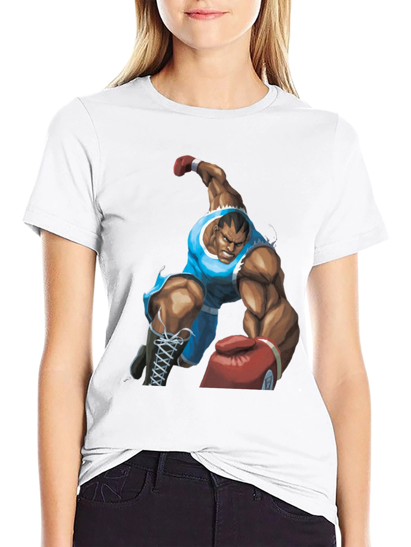Bald Boxer Punch Out Style Black T-Shirt