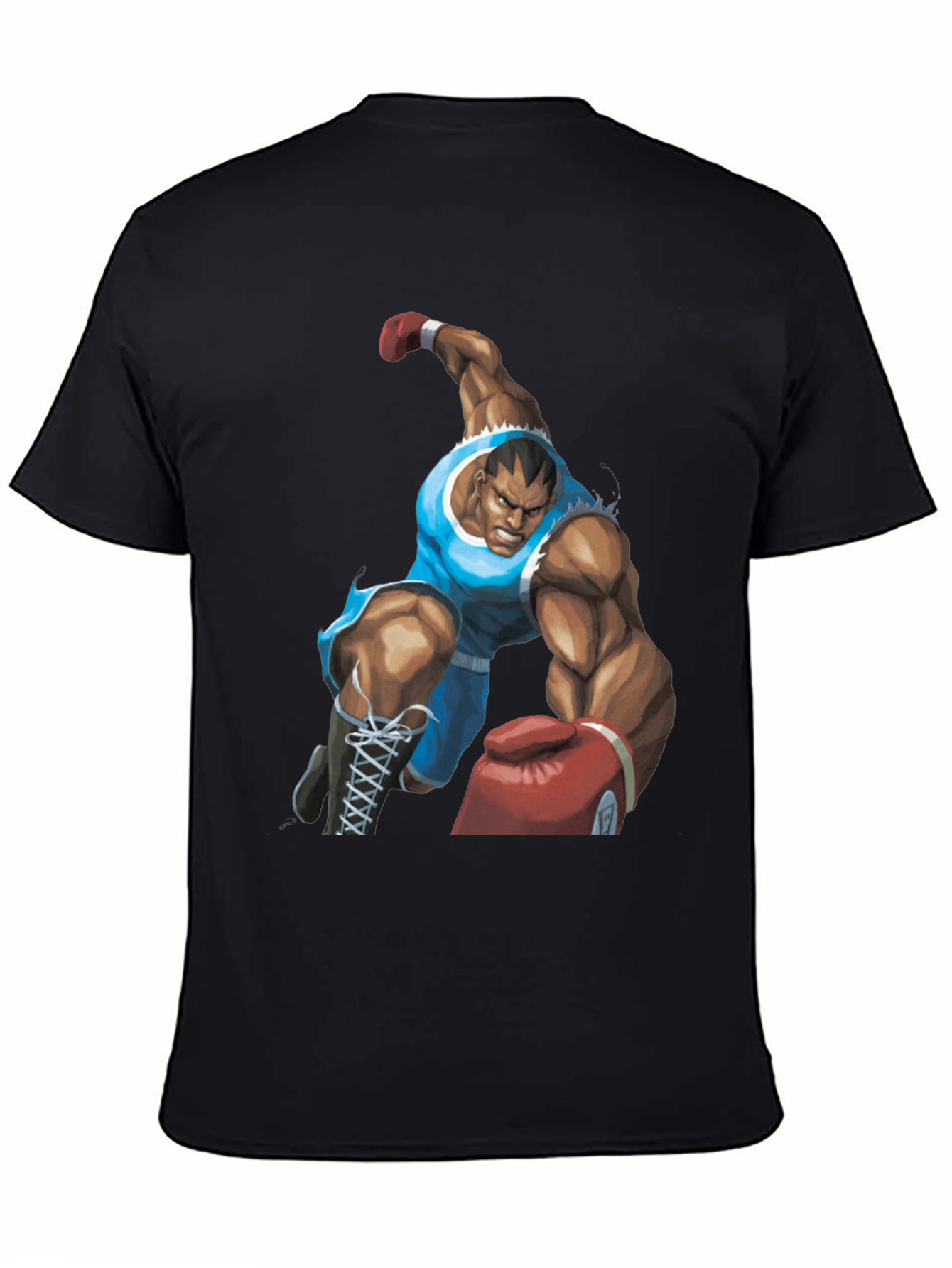 Bald Boxer Punch Out Style Black T-Shirt