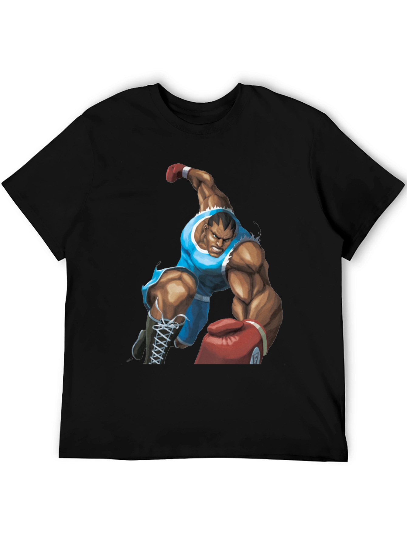 Bald Boxer Punch Out Style Black T-Shirt