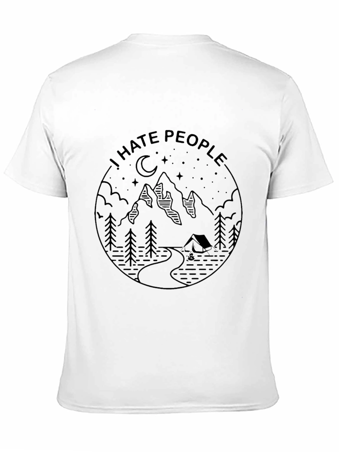 I Hate People Camping Graphic T-Shirt - Black