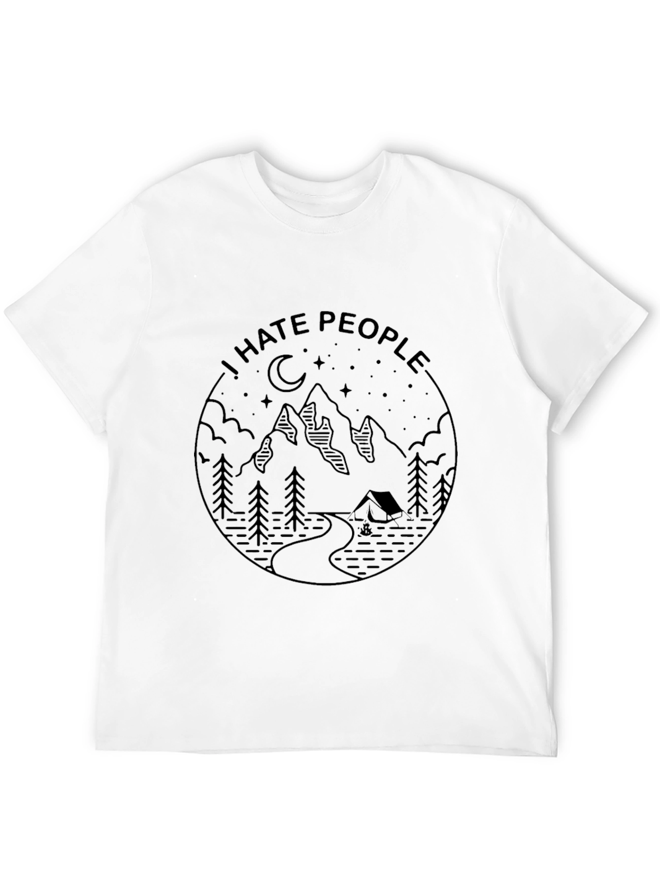 I Hate People Camping Graphic T-Shirt - Black