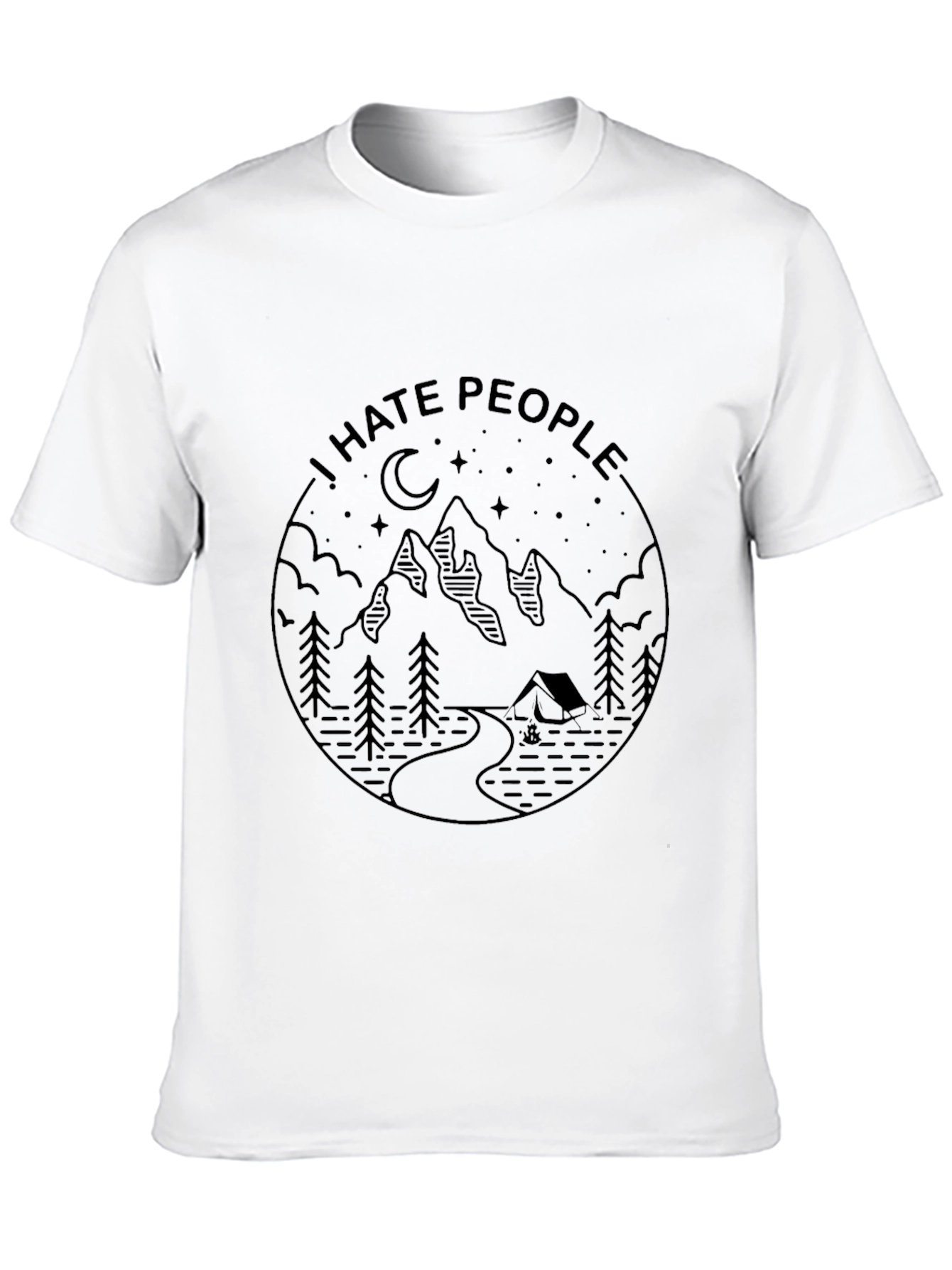 I Hate People Camping Graphic T-Shirt - Black