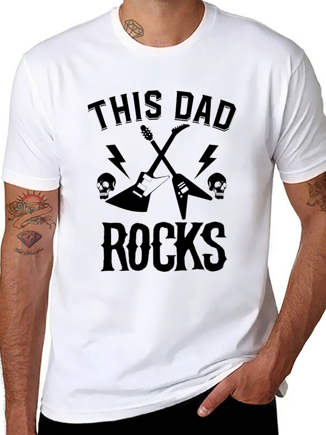 This Dad Rocks Black Graphic T-Shirt