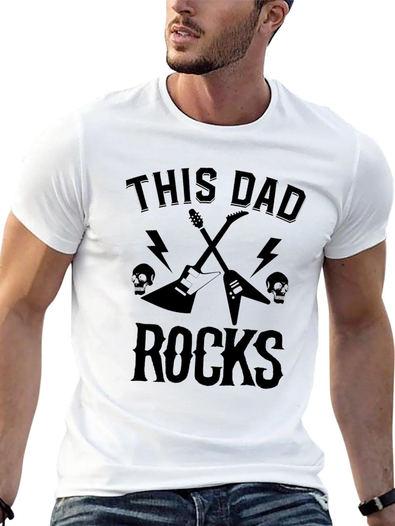 This Dad Rocks Black Graphic T-Shirt