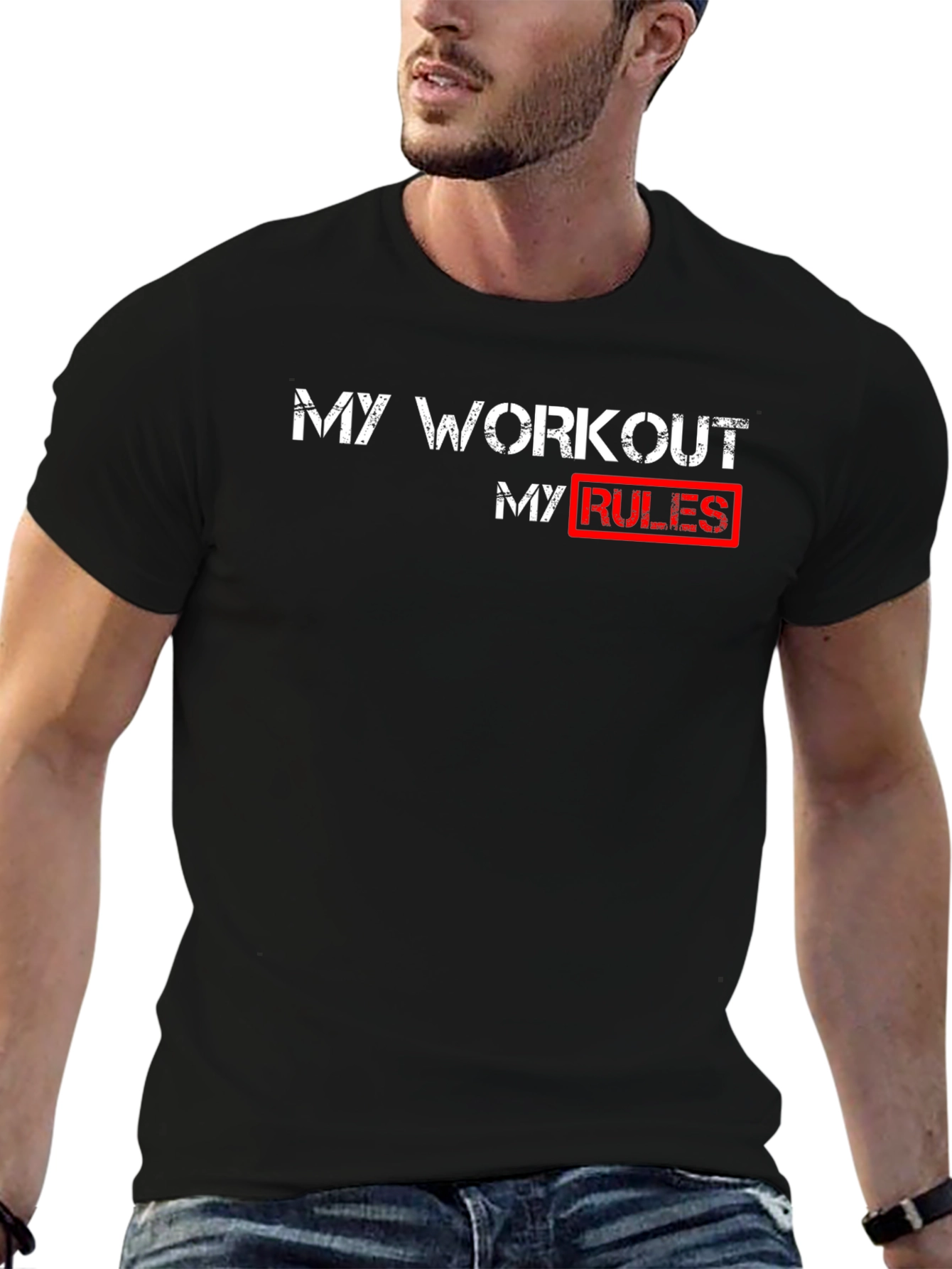 Workout Rules T-Shirt - Black Cotton Gym Tee