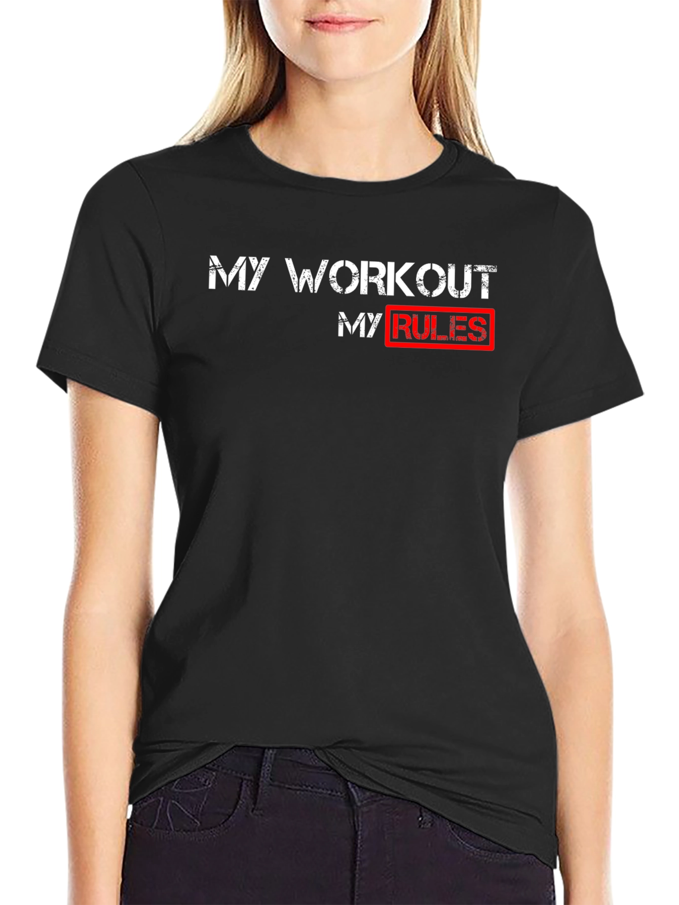 Workout Rules T-Shirt - Black Cotton Gym Tee