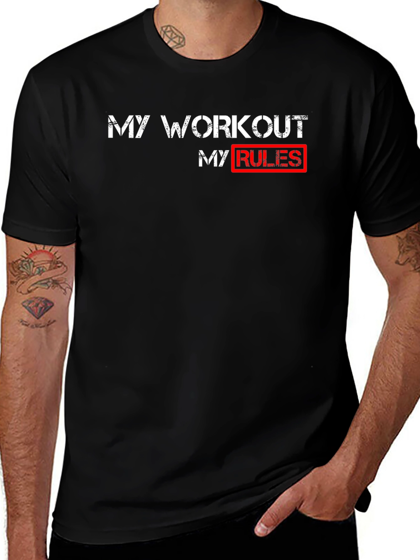 Workout Rules T-Shirt - Black Cotton Gym Tee