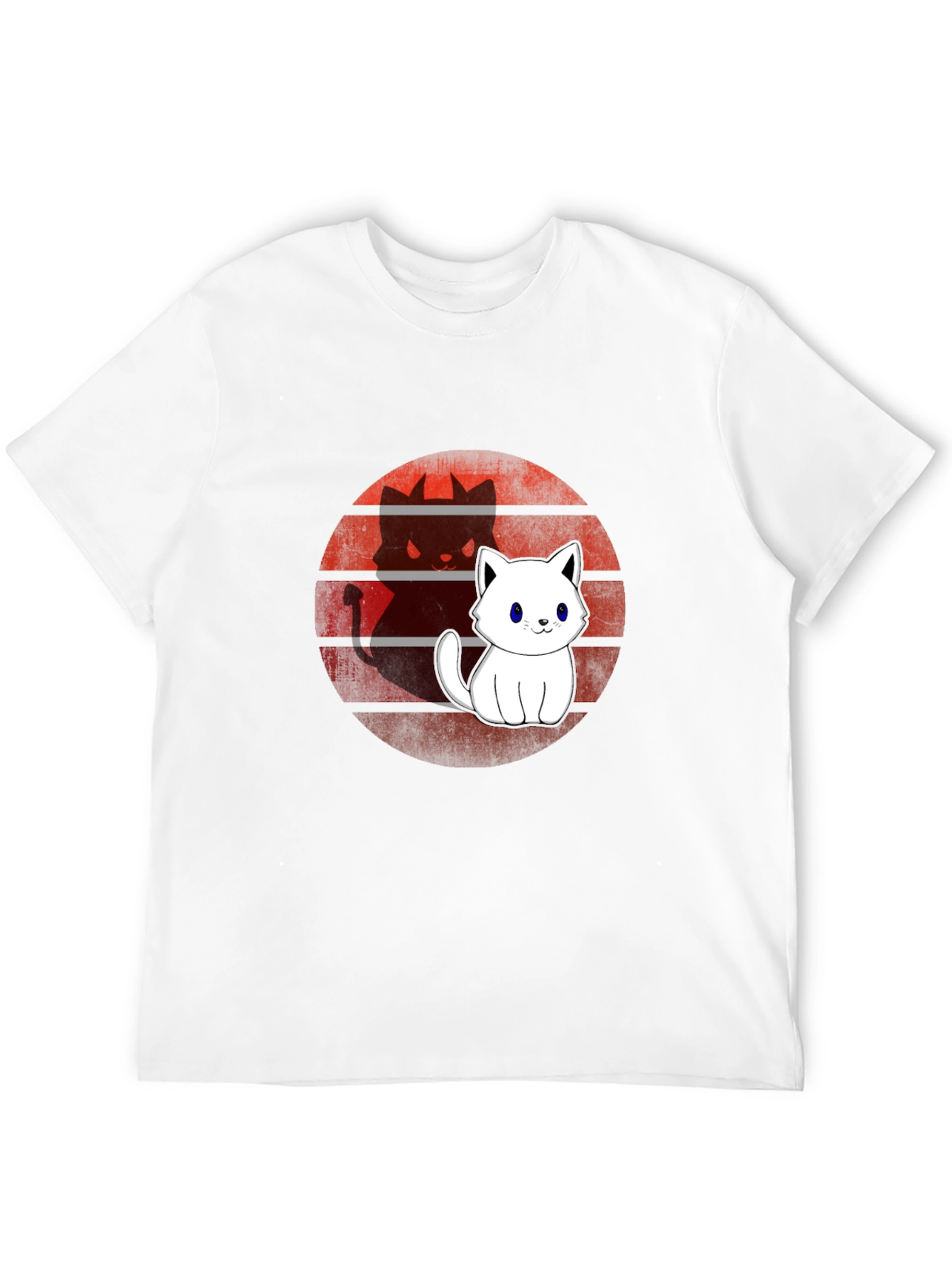 Cute Cat Devil Shadow T-Shirt - Mens Black Tee