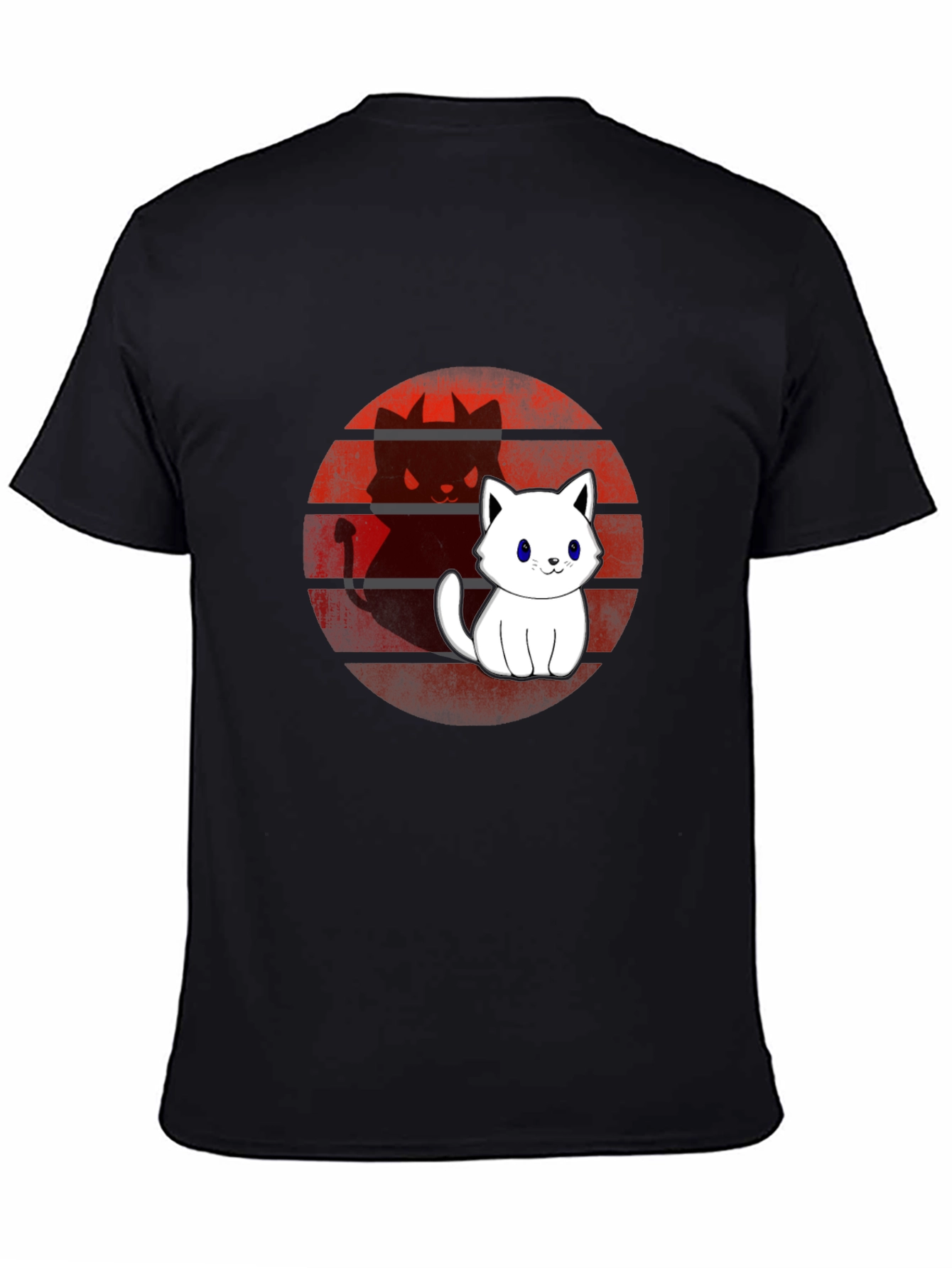 Cute Cat Devil Shadow T-Shirt - Mens Black Tee