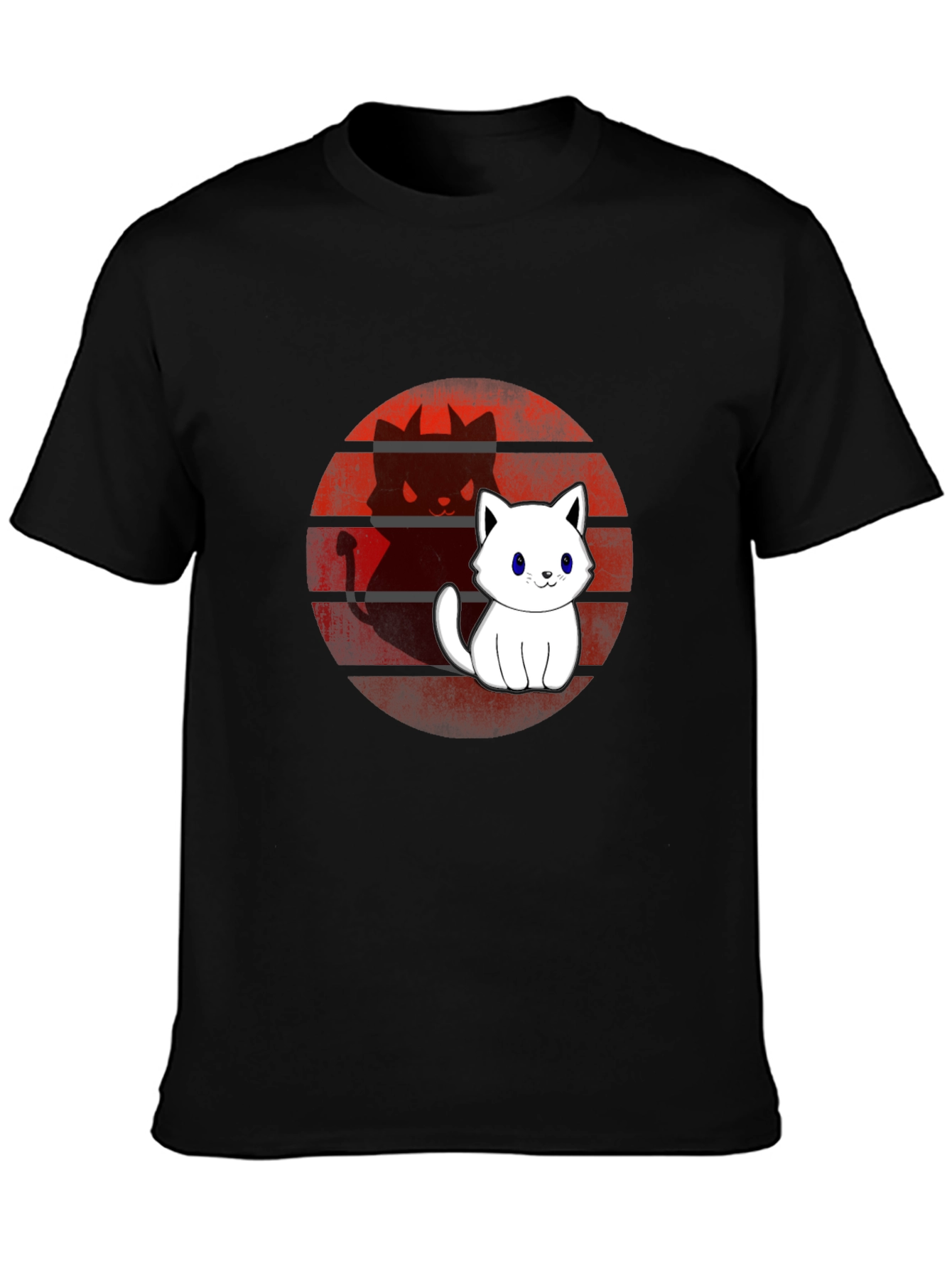 Cute Cat Devil Shadow T-Shirt - Mens Black Tee