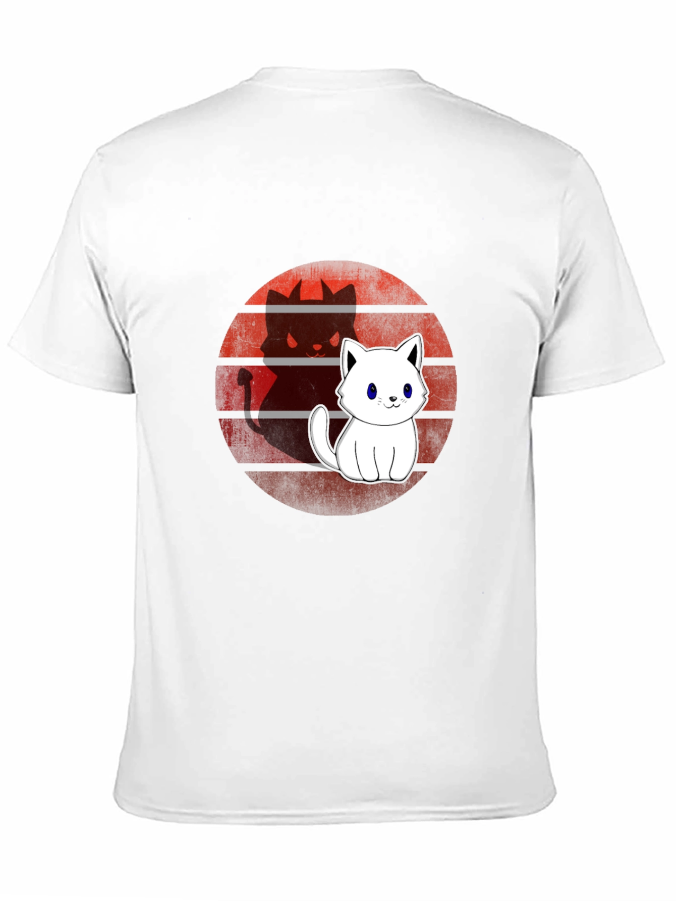 Cute Cat Devil Shadow T-Shirt - Mens Black Tee