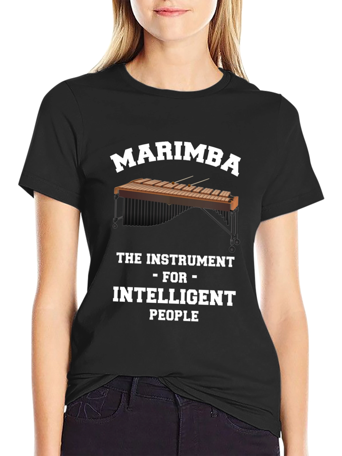 Marimba Instrument Intelligent People Black T-Shirt