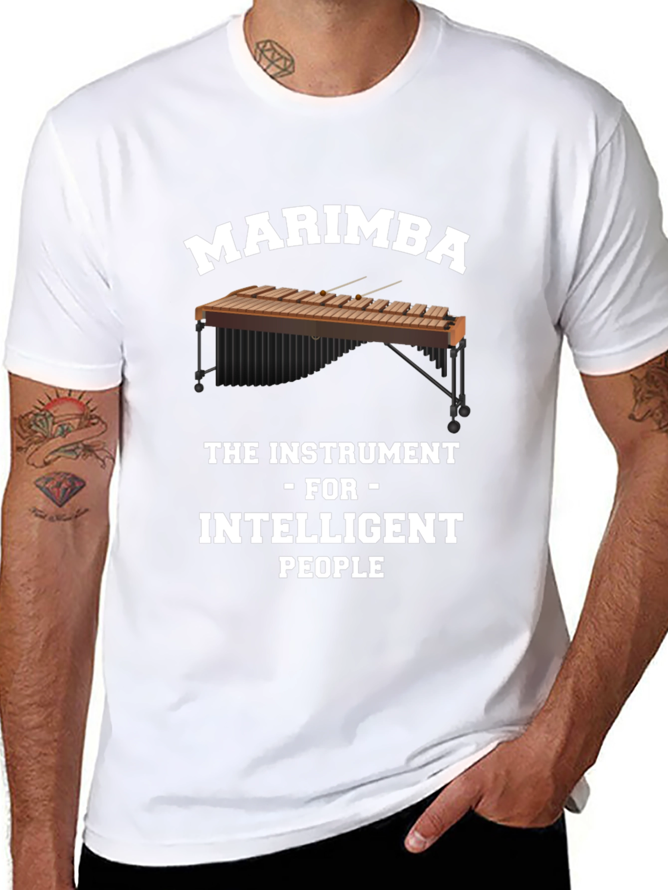 Marimba Instrument Intelligent People Black T-Shirt