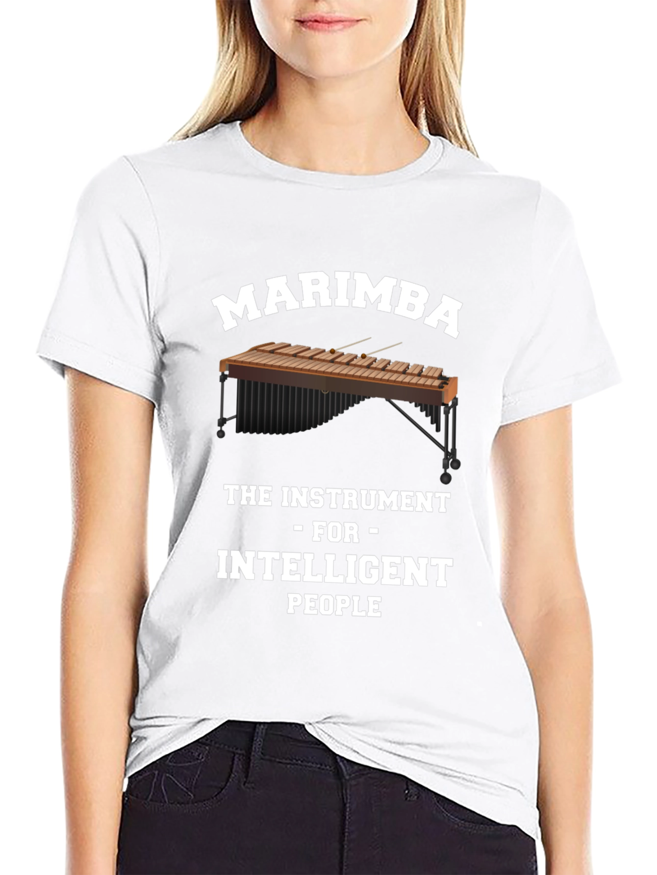 Marimba Instrument Intelligent People Black T-Shirt