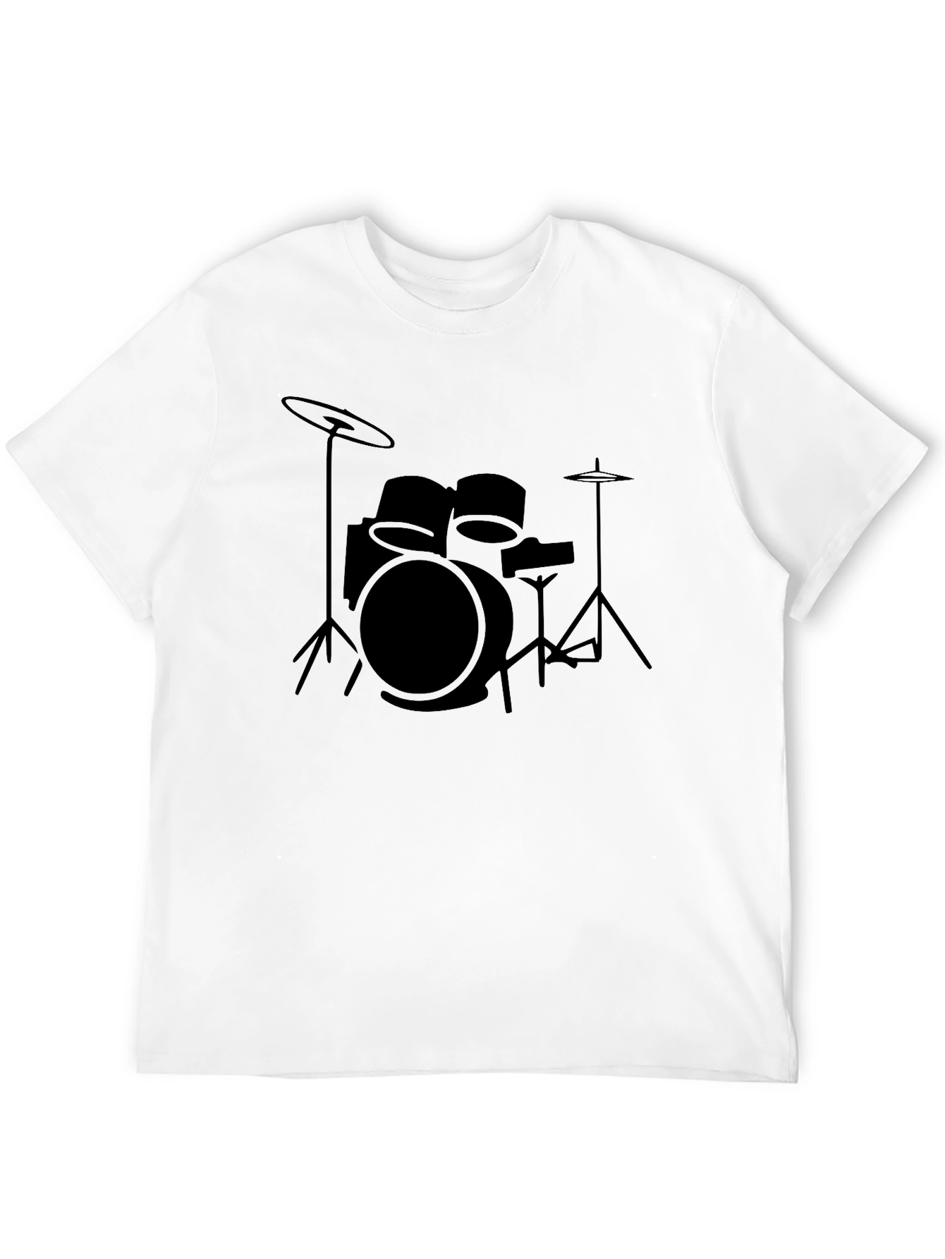 Drum Kit Graphic Print Black T-Shirt