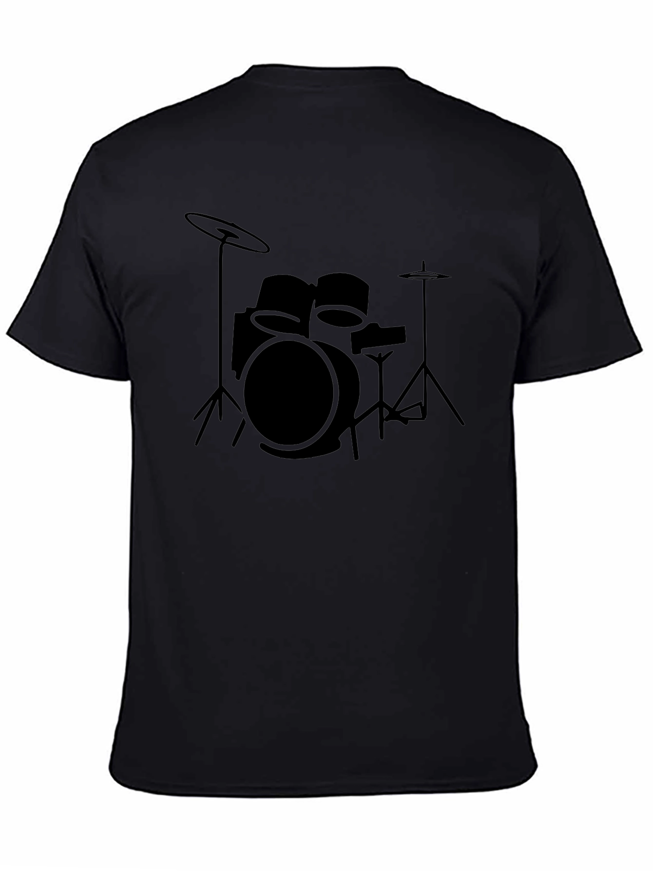 Drum Kit Graphic Print Black T-Shirt