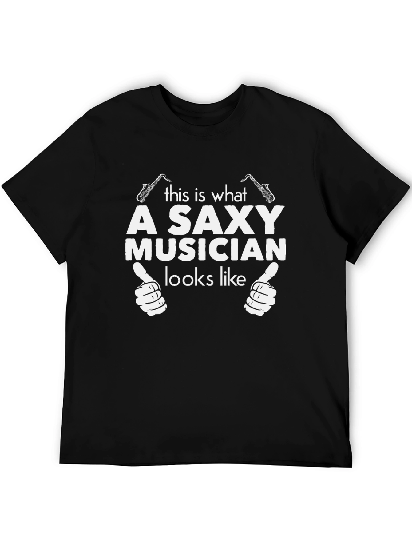 Saxy Musician Graphic Tee - Black Cotton T-Shirt