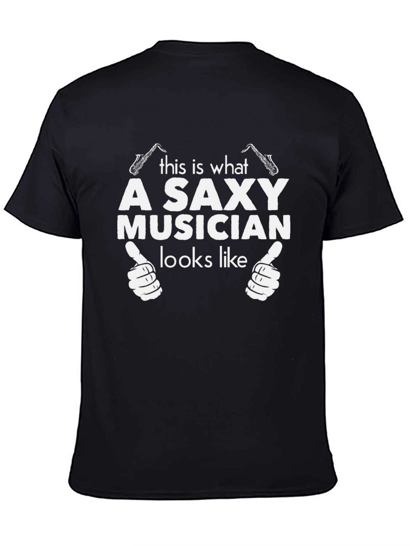 Saxy Musician Graphic Tee - Black Cotton T-Shirt