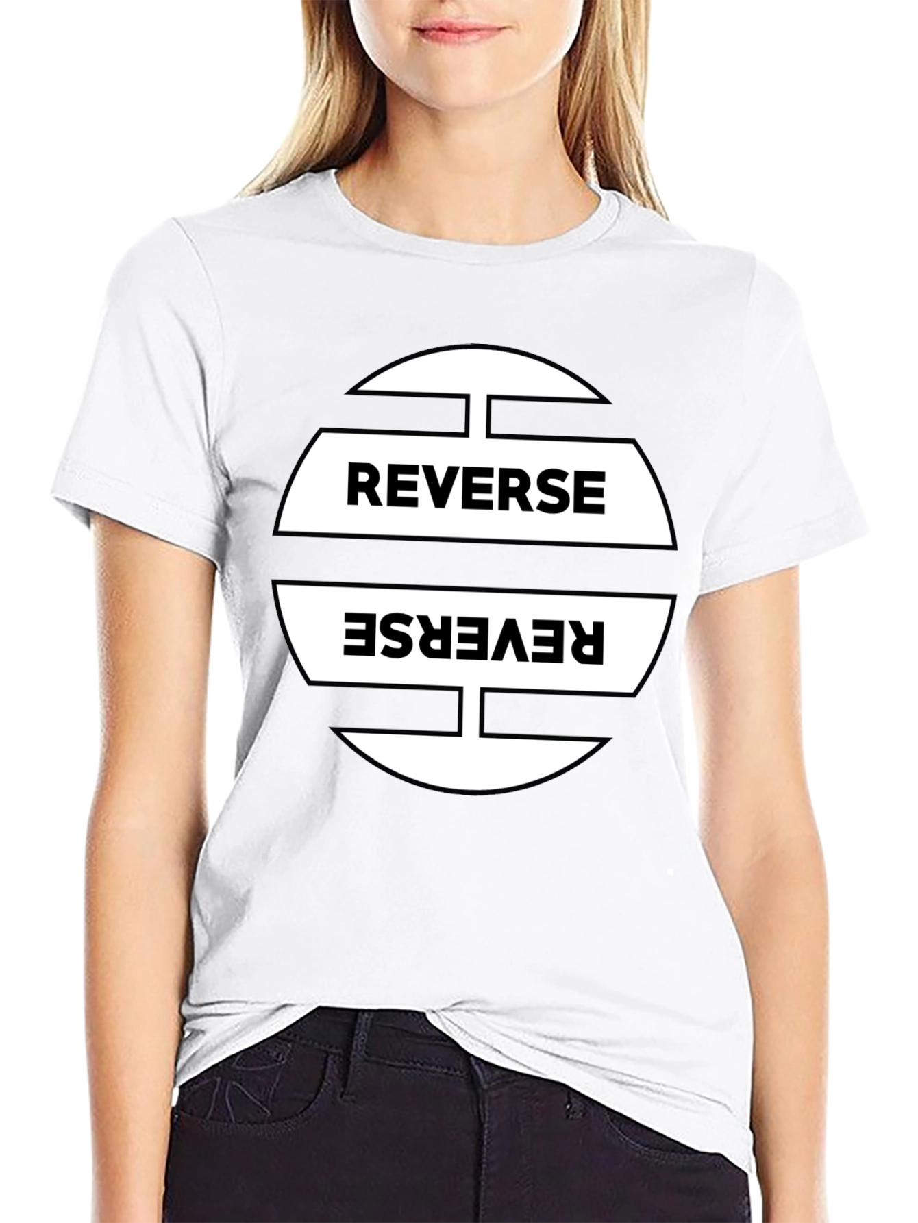 Reverse Graphic Print Black T-Shirt