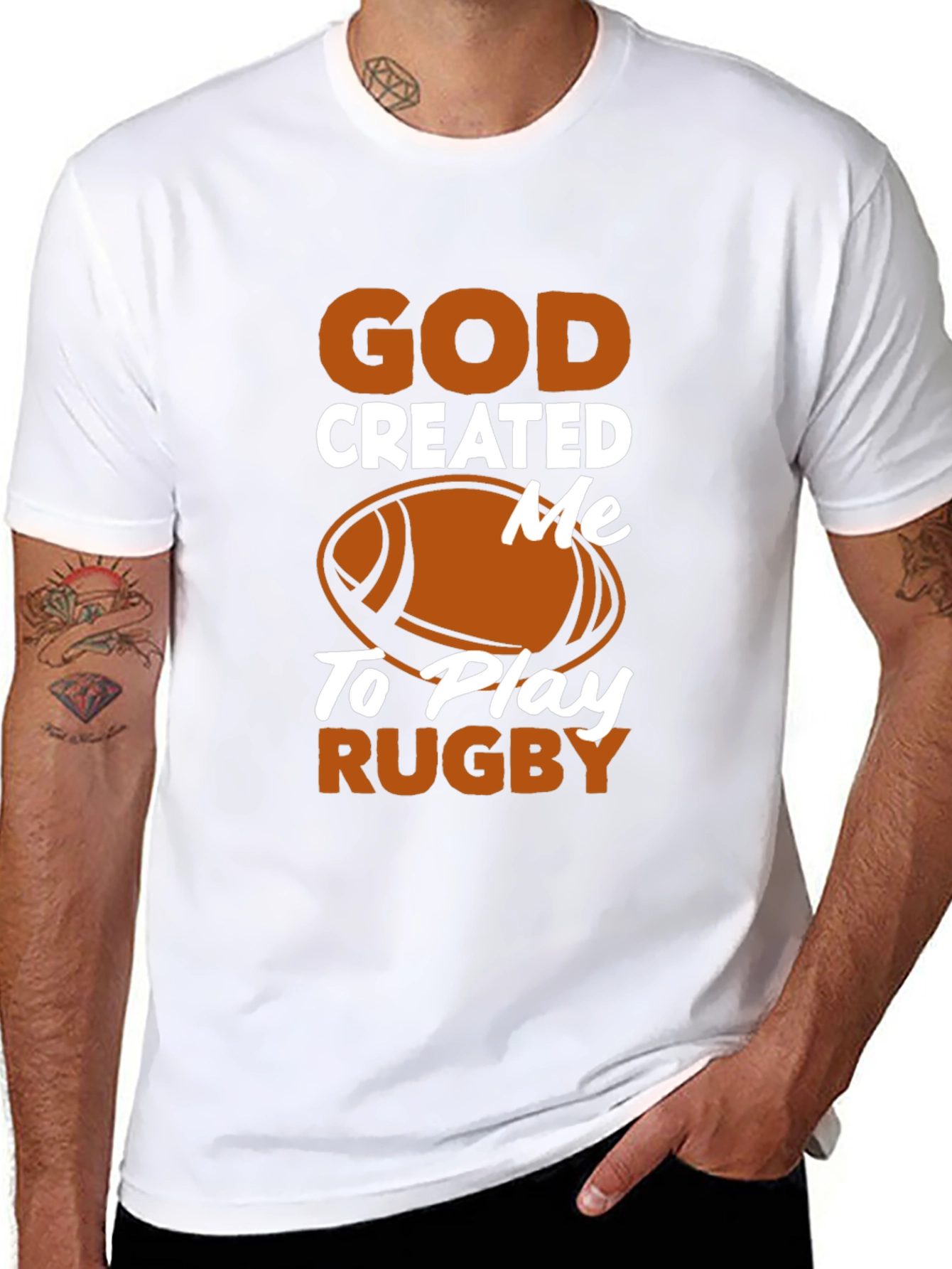 God Created Me to Play Rugby Black T-Shirt