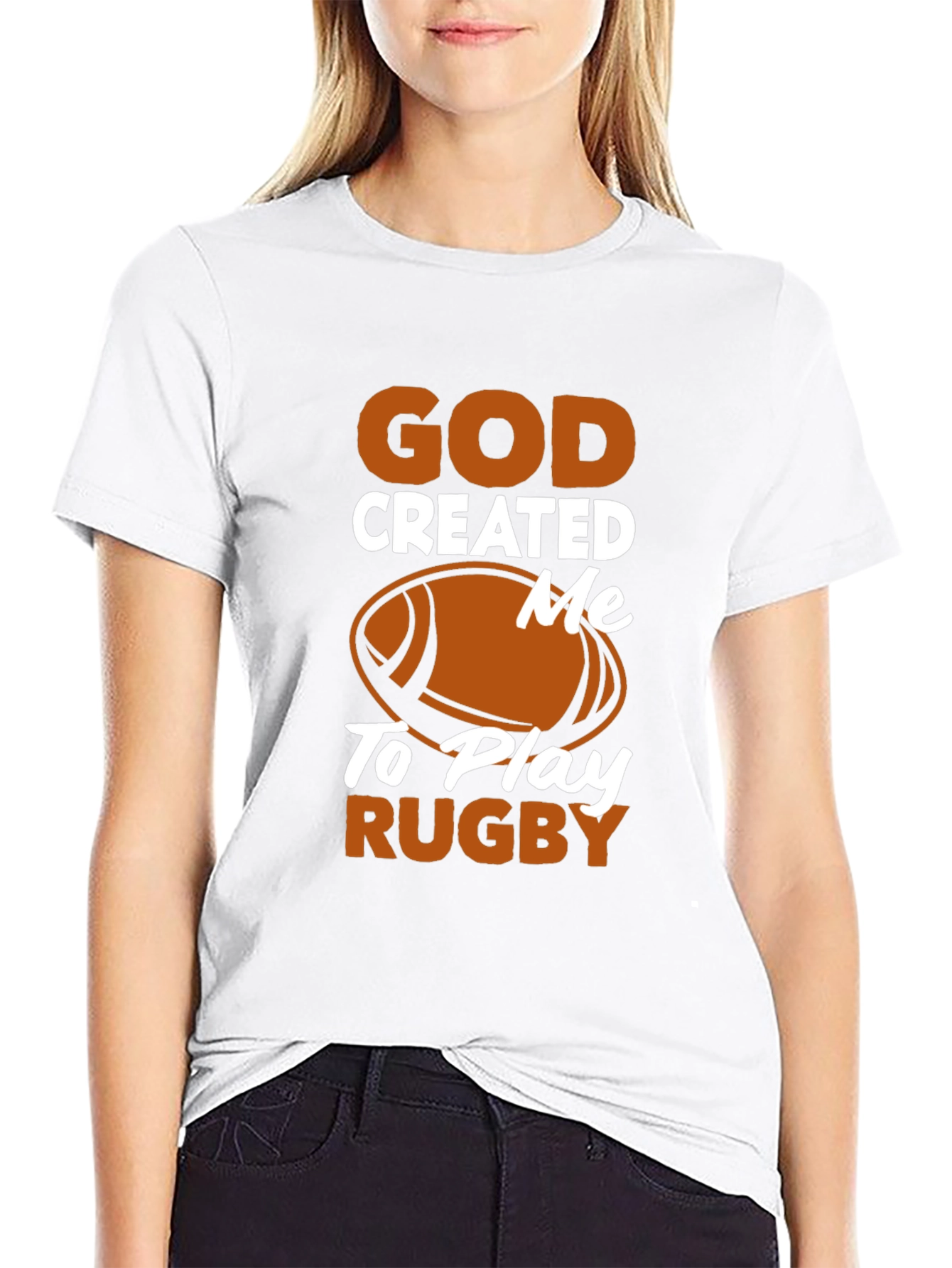 God Created Me to Play Rugby Black T-Shirt