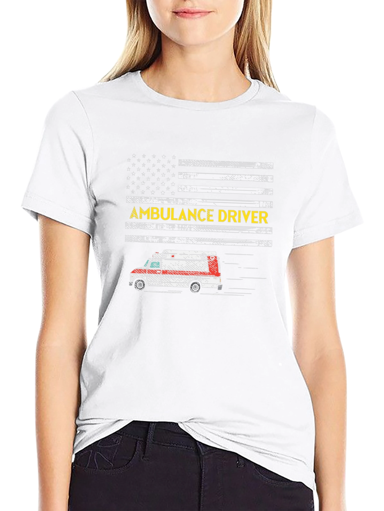 Ambulance Driver Graphic T-Shirt - Patriotic Design