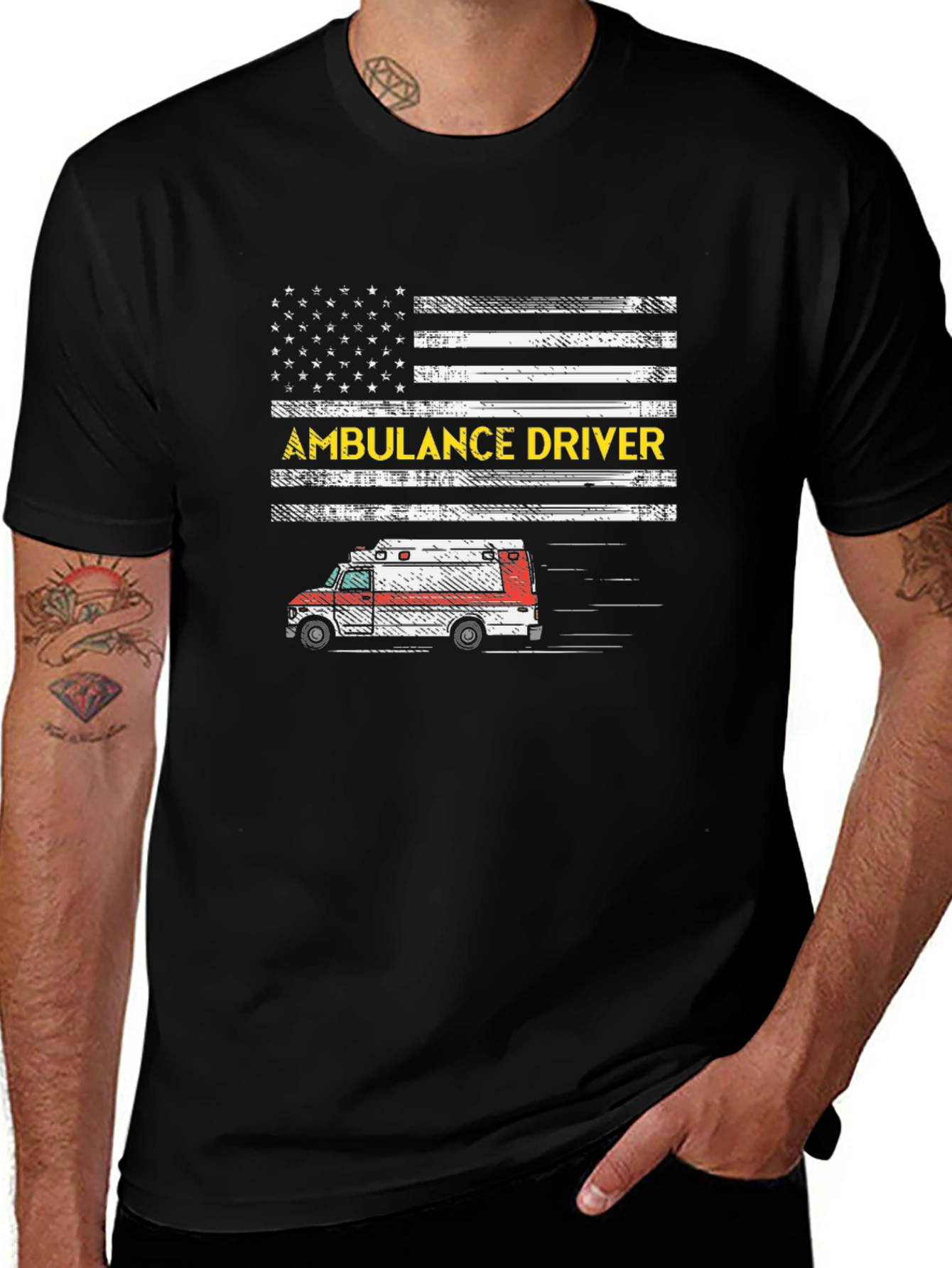 Ambulance Driver Graphic T-Shirt - Patriotic Design