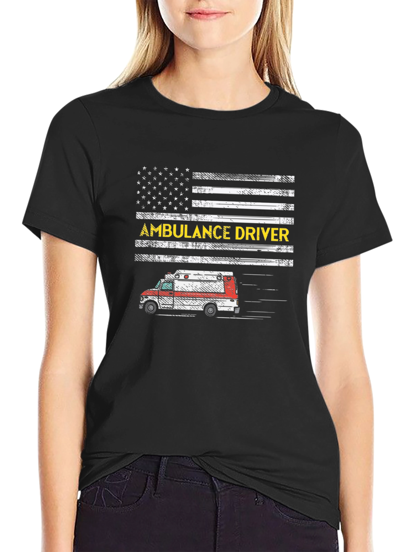 Ambulance Driver Graphic T-Shirt - Patriotic Design