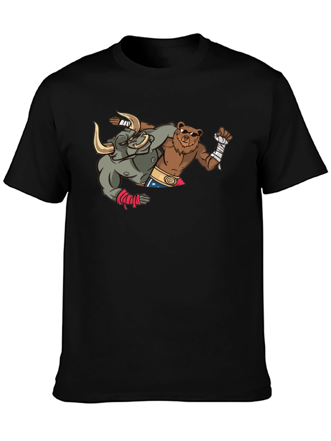 Boxing Bull and Bear Graphic T-Shirt