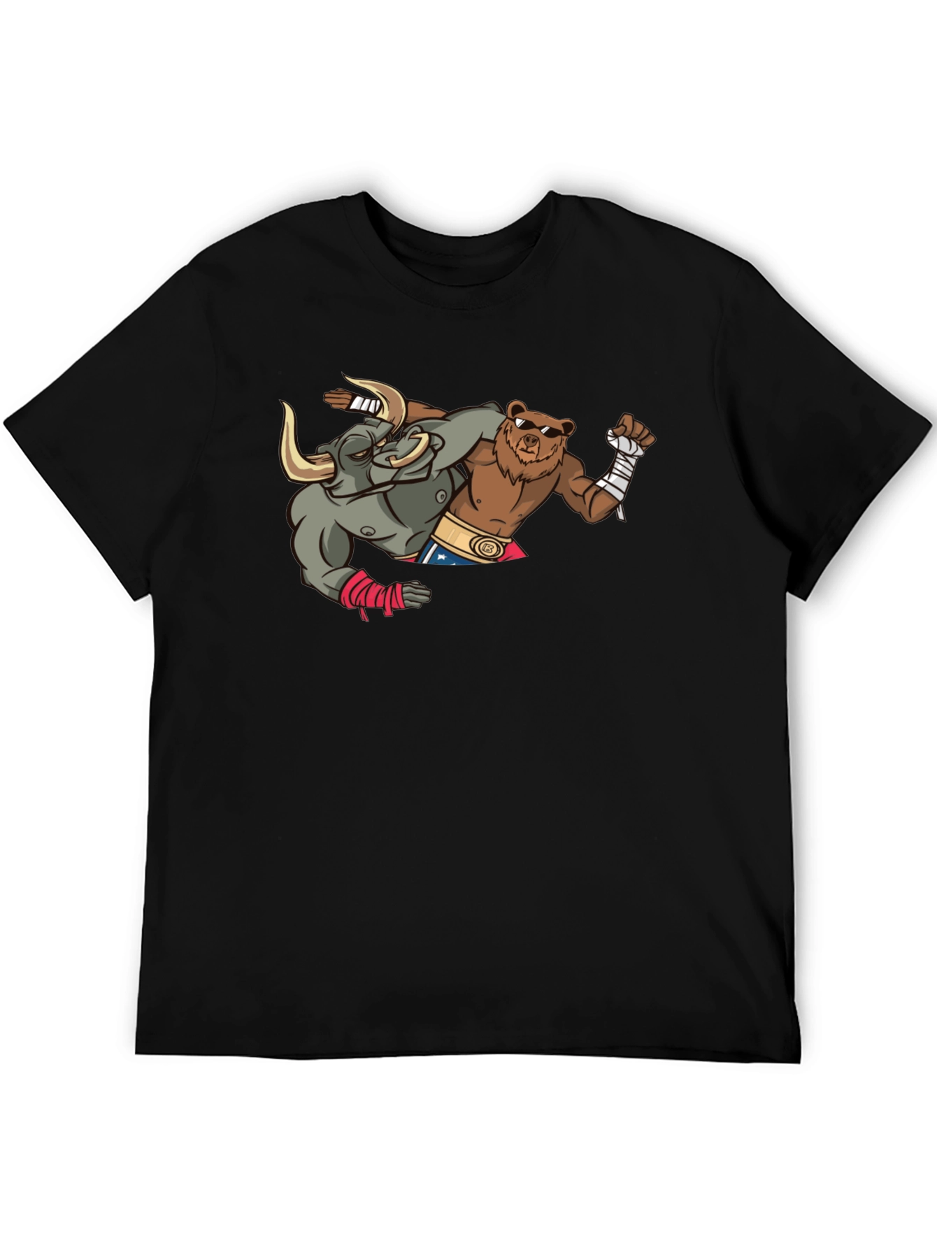 Boxing Bull and Bear Graphic T-Shirt