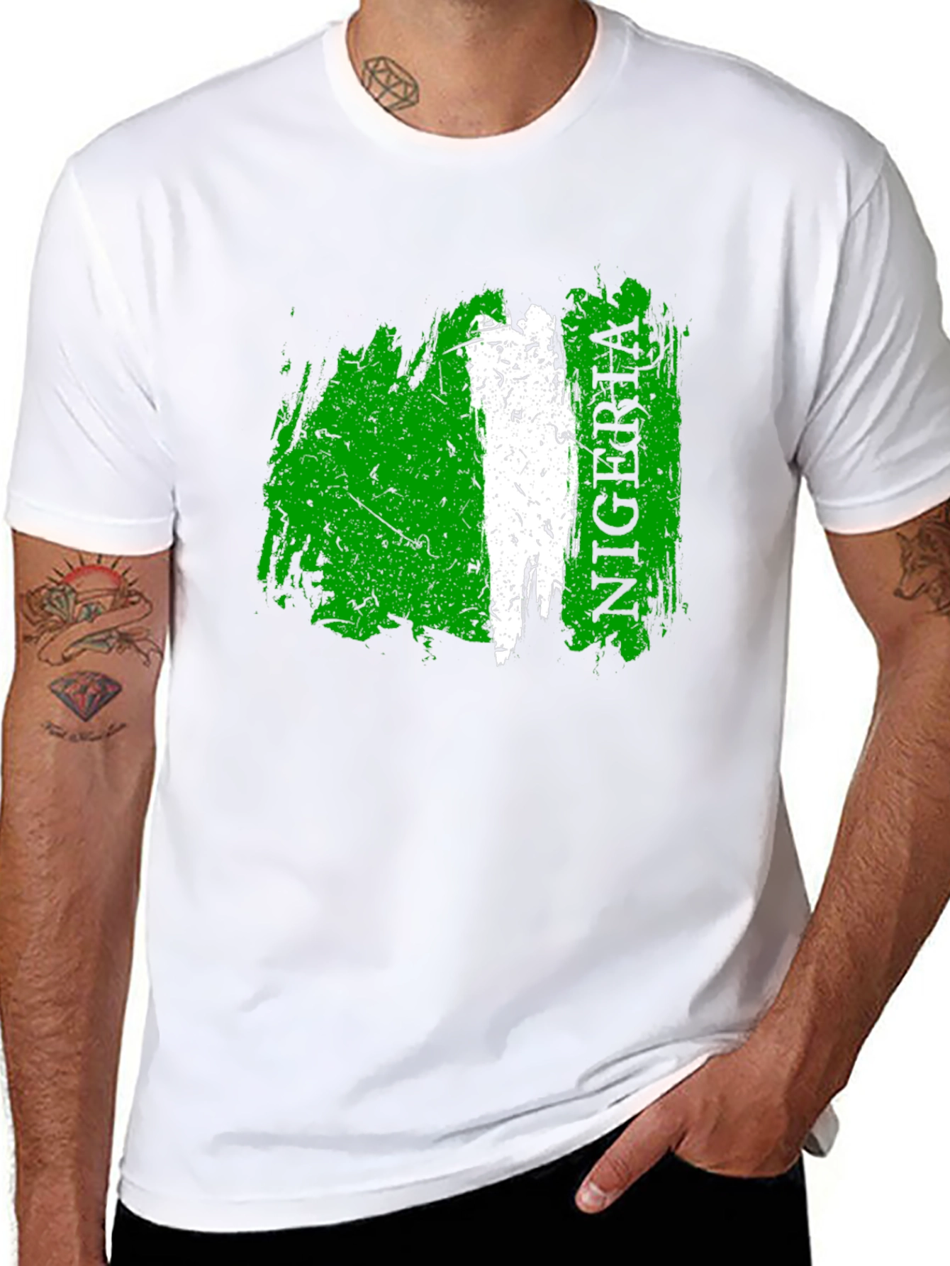 Nigeria Flag T-Shirt - Distressed Style