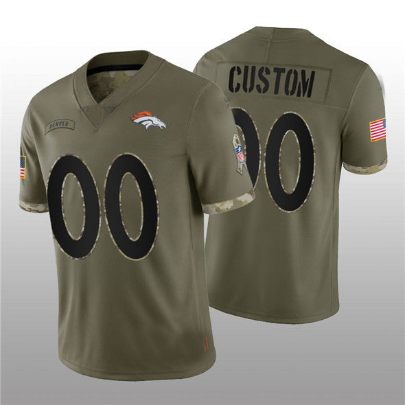 Custom1 Denver Broncos ACTIVE PLAYER 2022 Olive Salute To Service Limited Stitched Jerseys  American Football Jerseys