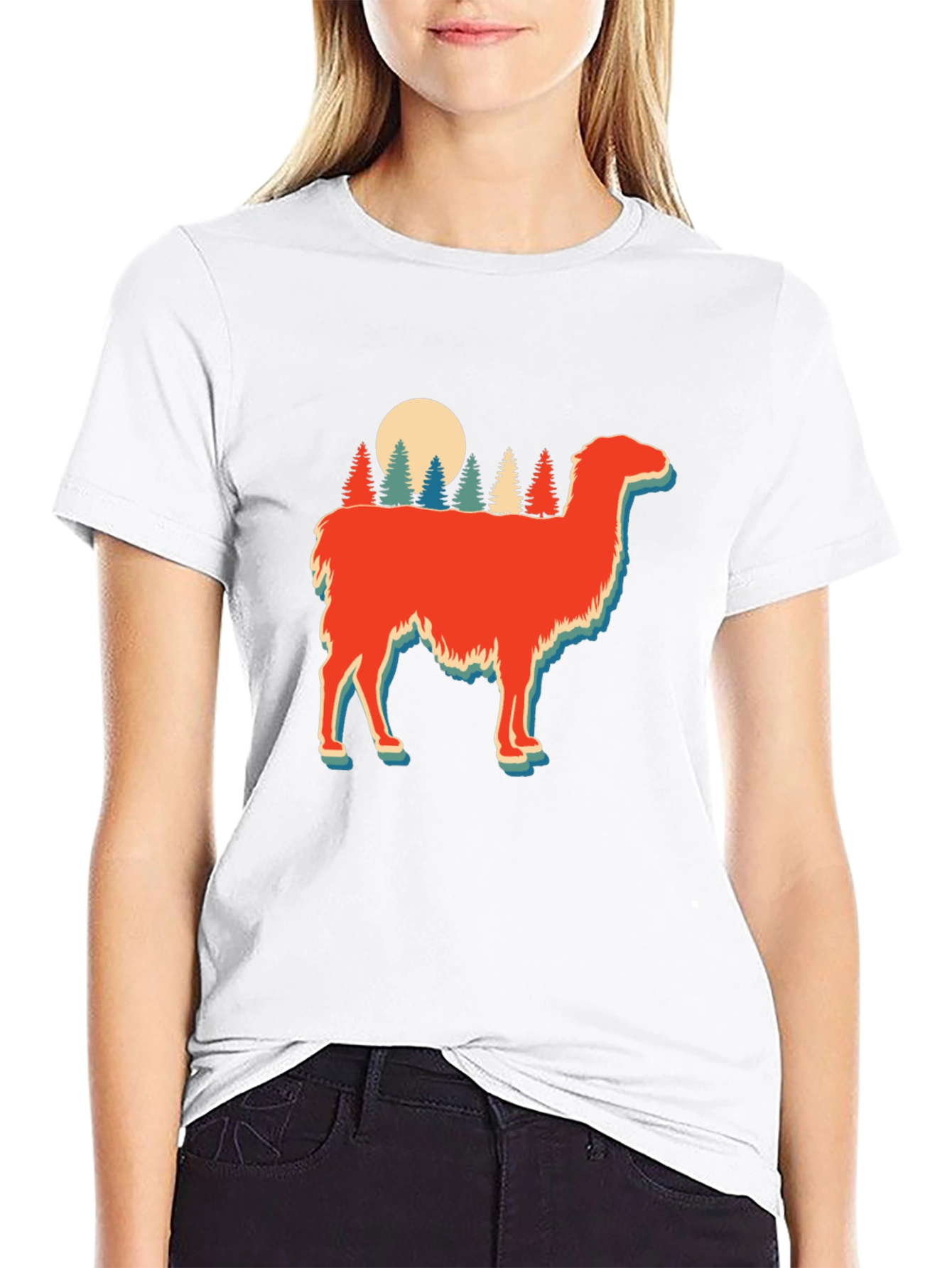 Retro Llama Forest Graphic Tee