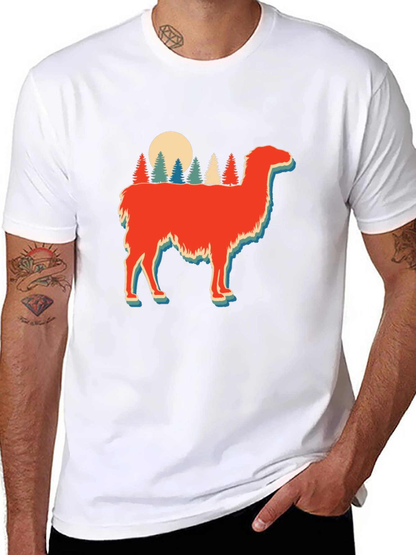 Retro Llama Forest Graphic Tee