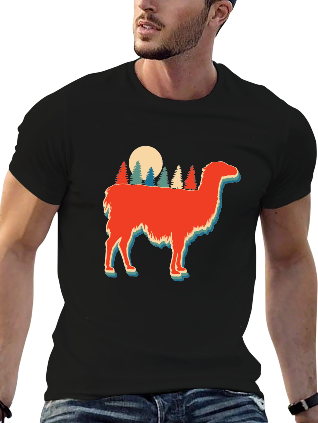 Retro Llama Forest Graphic Tee