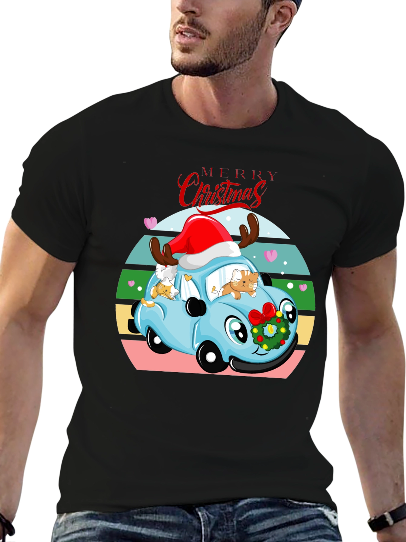Merry Christmas Cats Car T-Shirt