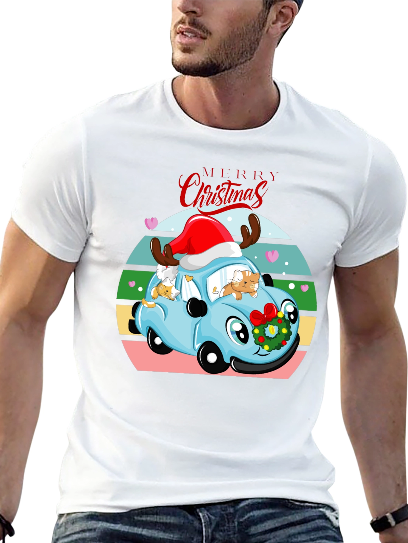 Merry Christmas Cats Car T-Shirt