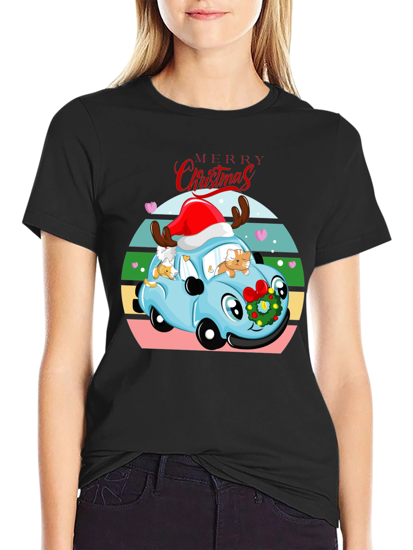 Merry Christmas Cats Car T-Shirt