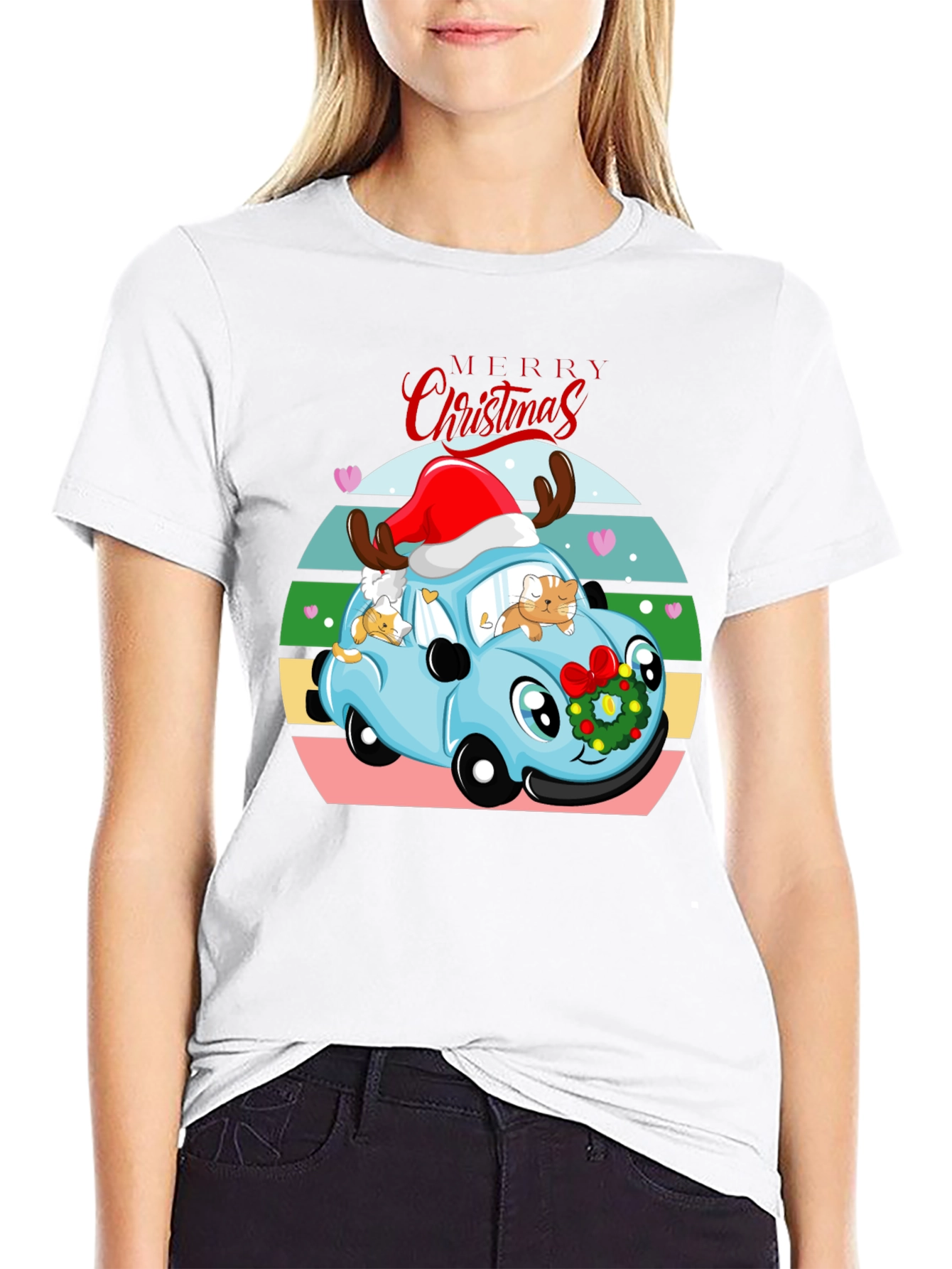 Merry Christmas Cats Car T-Shirt