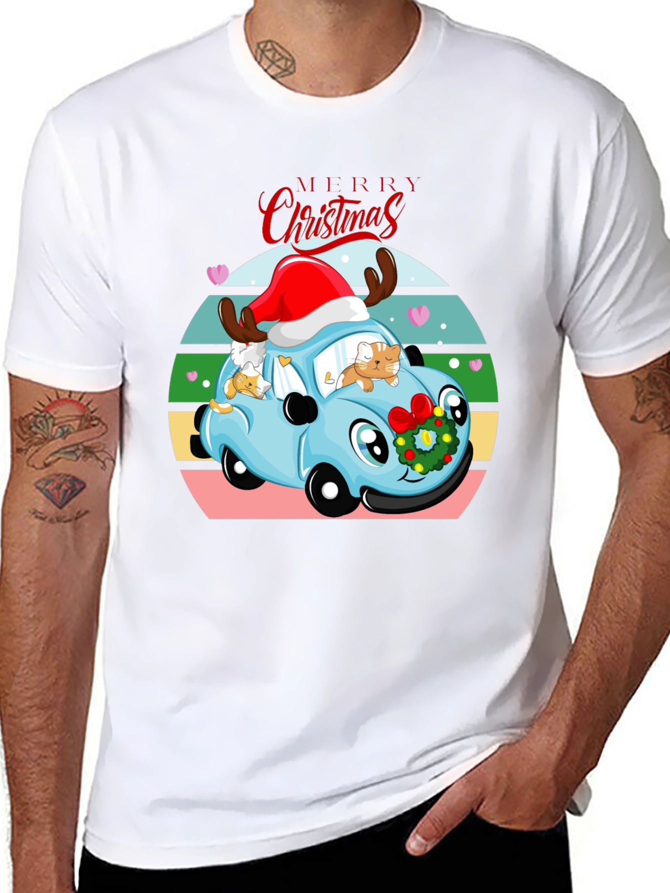Merry Christmas Cats Car T-Shirt
