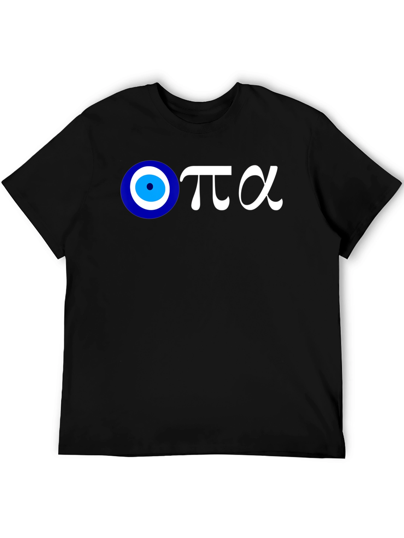 Evil Eye Greek Letters Black Cotton T-Shirt