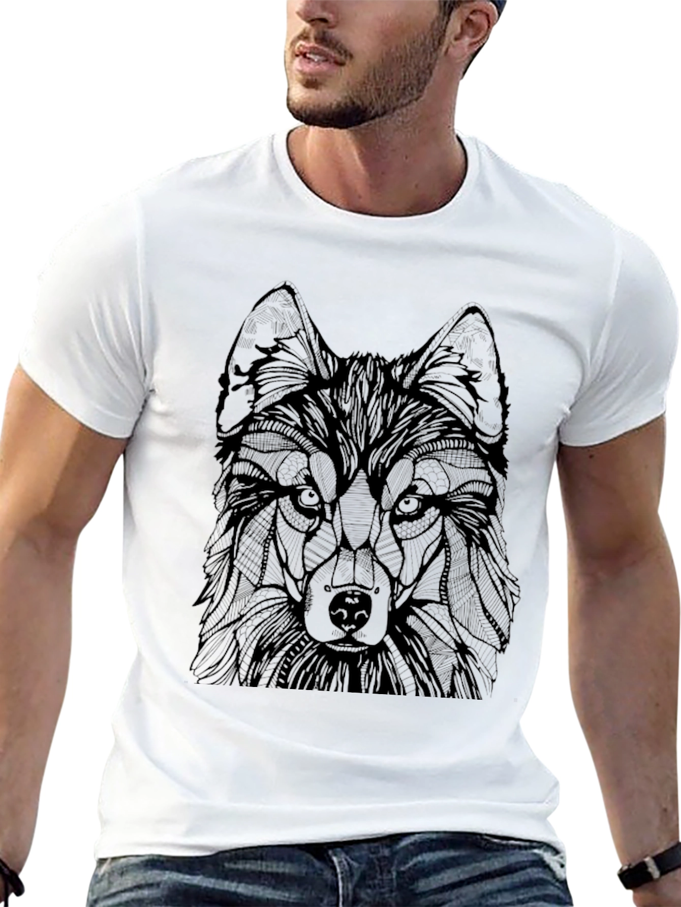 Wolf Graphic Print Mens T-Shirt