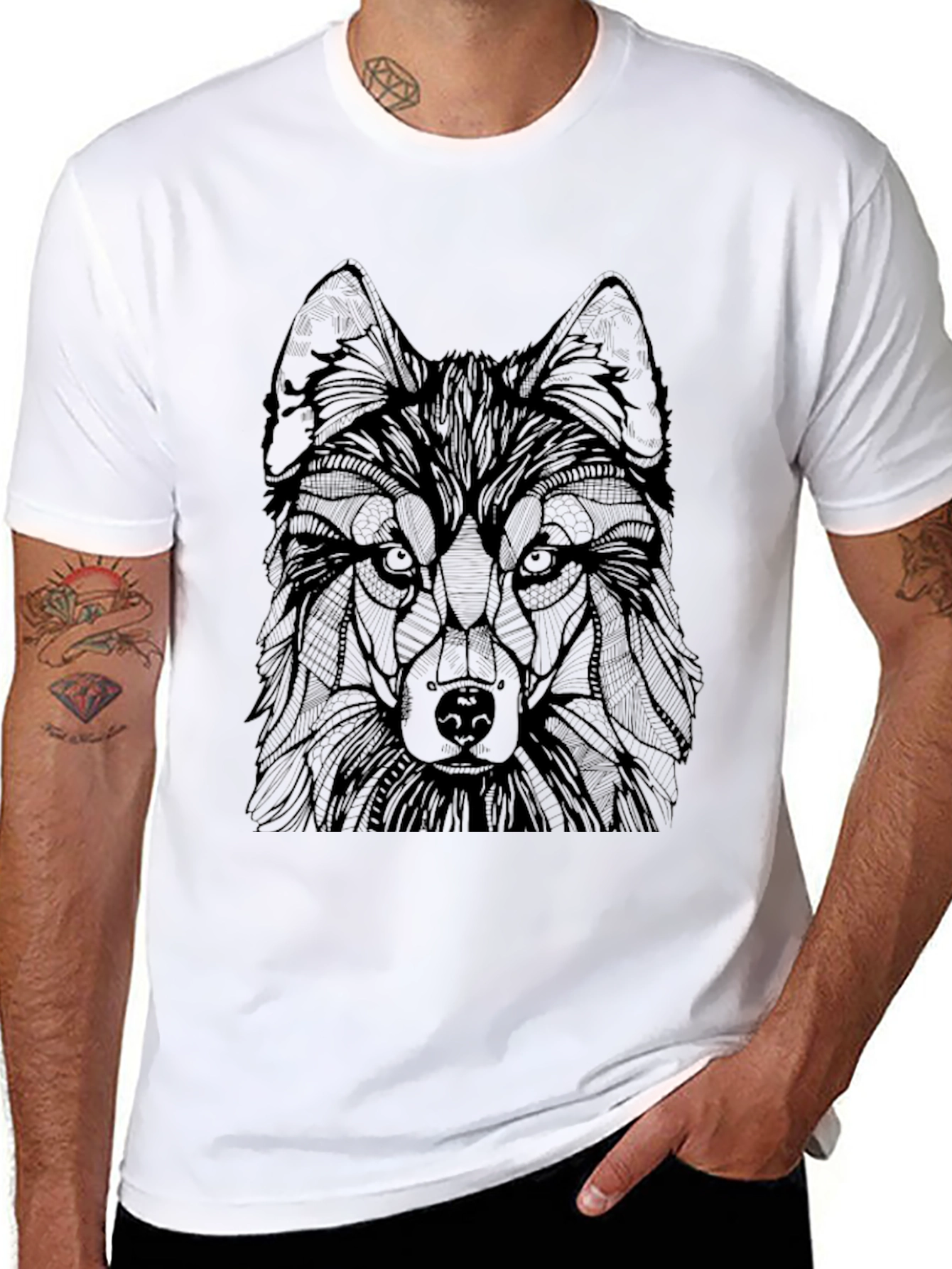 Wolf Graphic Print Mens T-Shirt