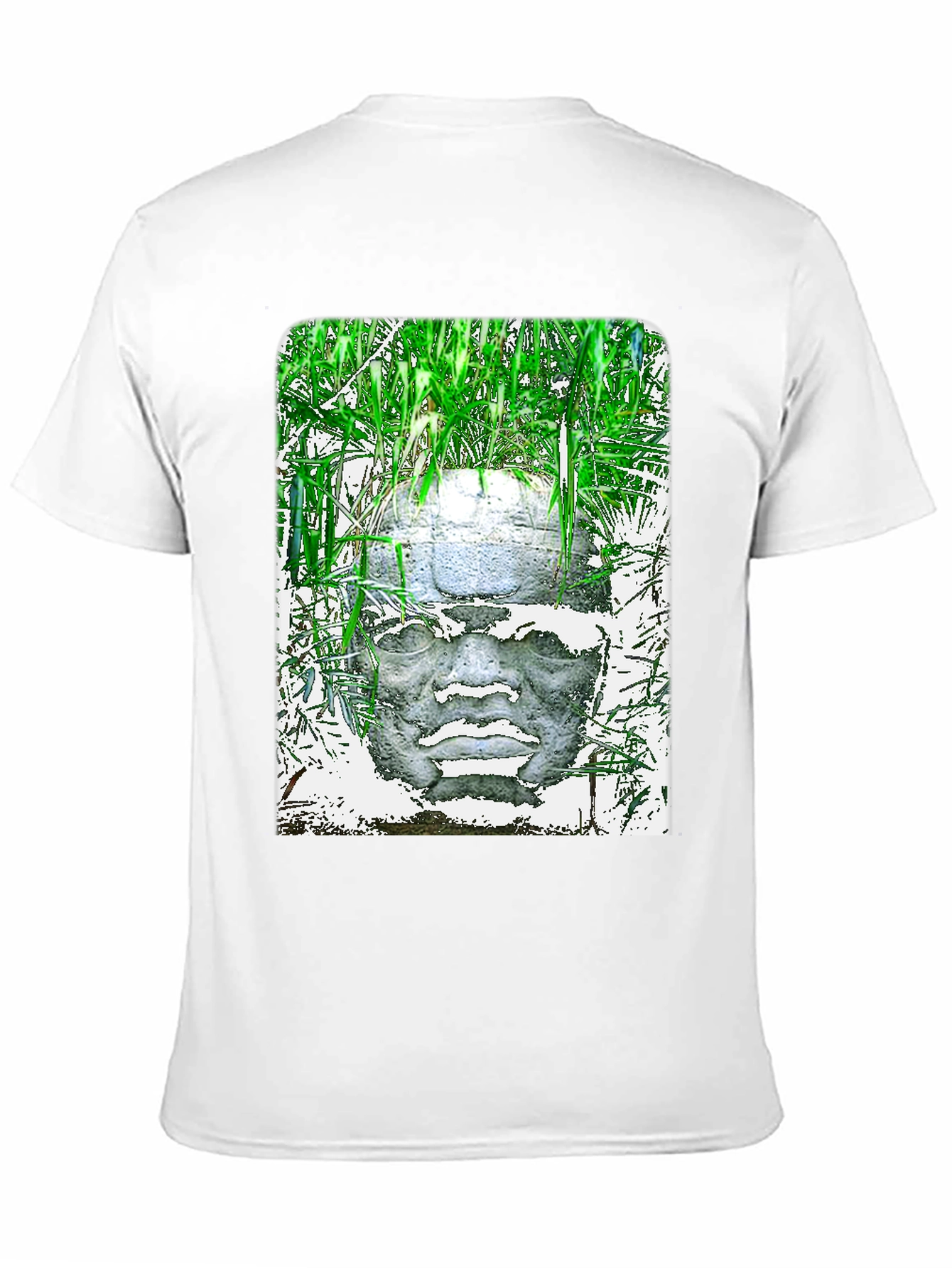 Olmec Head Graphic Tee - Black Cotton T-Shirt