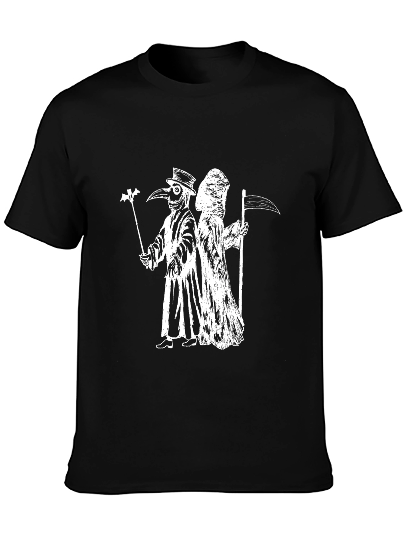 Plague Doctor & Grim Reaper Black Graphic Tee