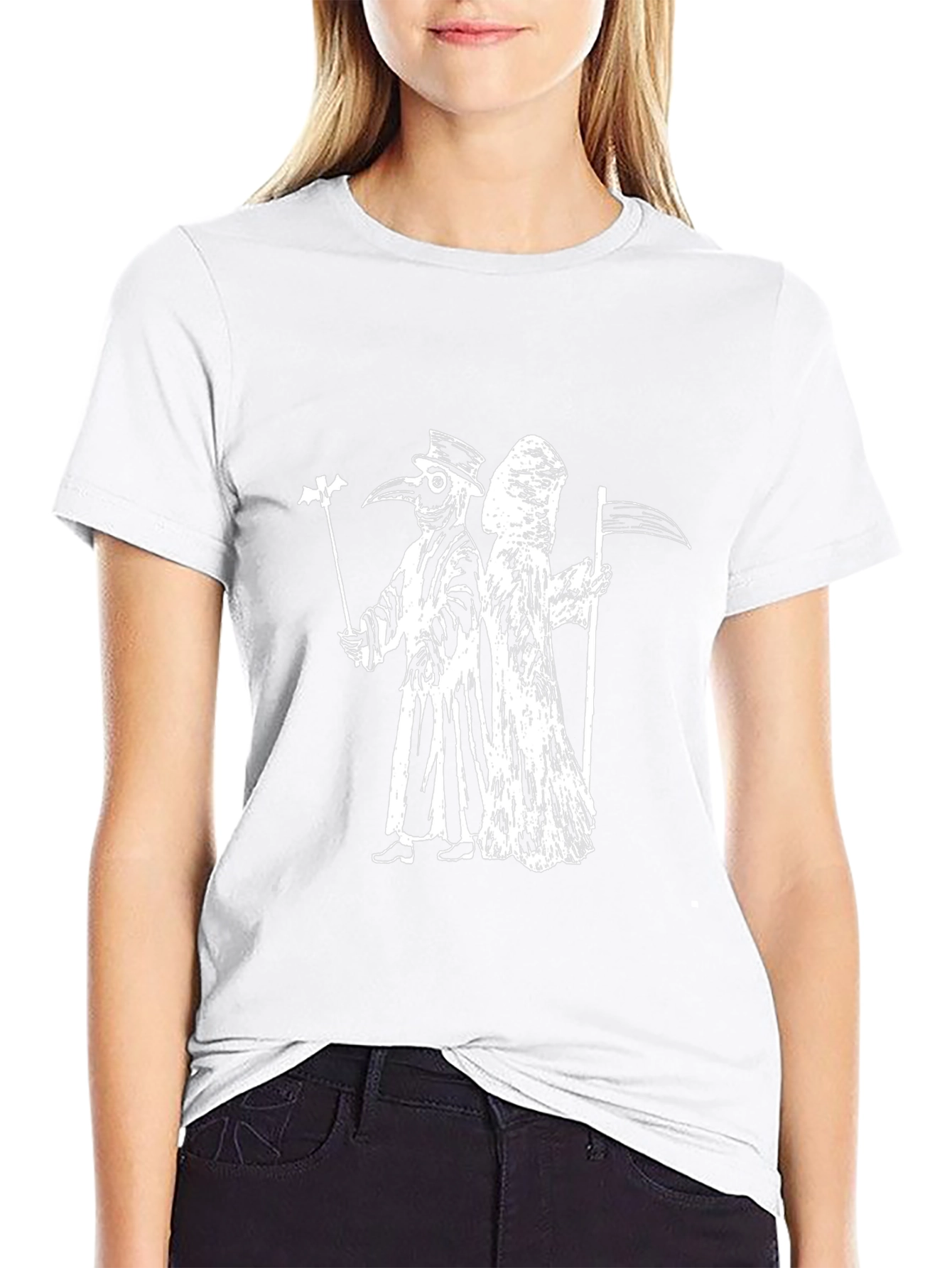 Plague Doctor & Grim Reaper Black Graphic Tee