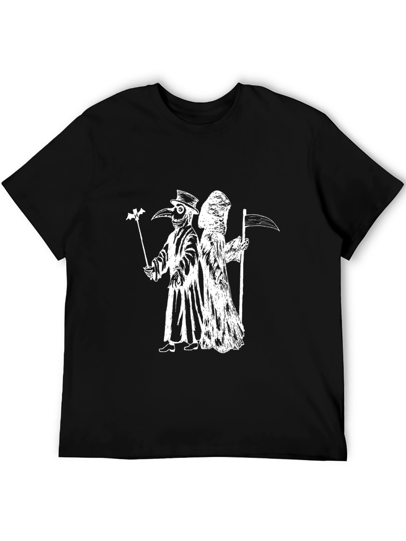 Plague Doctor & Grim Reaper Black Graphic Tee